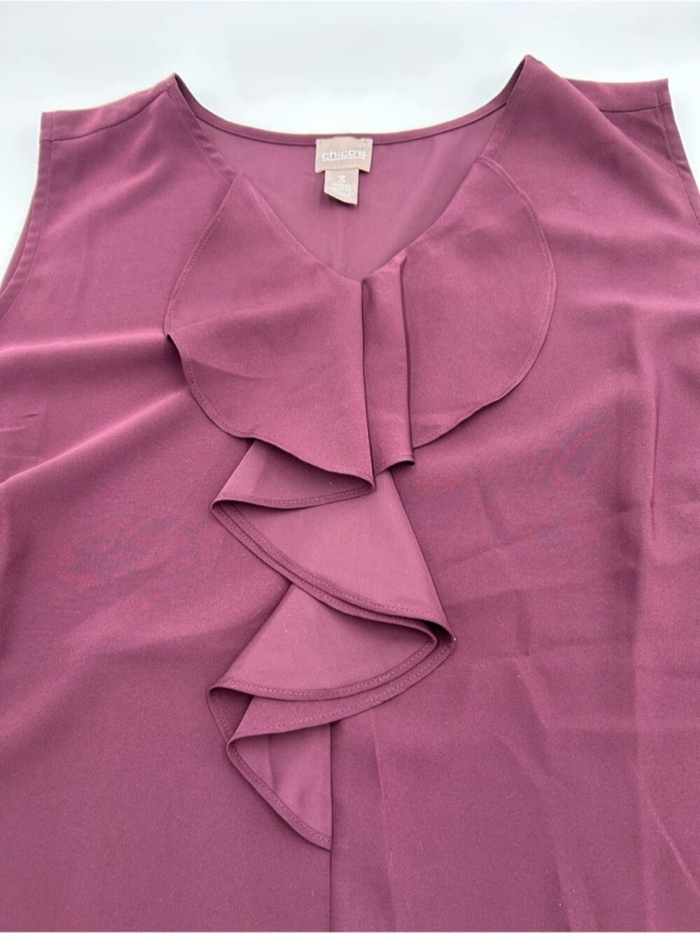 Plum Ruffle Front Sleeveless Camisole - Picture 2 of 3